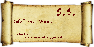 Sárosi Vencel névjegykártya